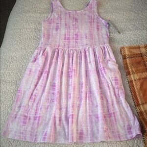 Pink and White Tie-Dye Sleeveless Dress